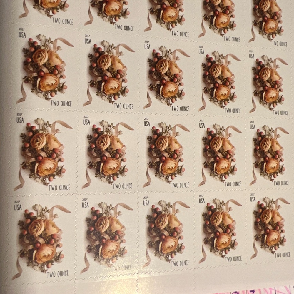 3 sheets of 20 stamps ( 60 stamps ) Floral Two Ounce wedding Stamps